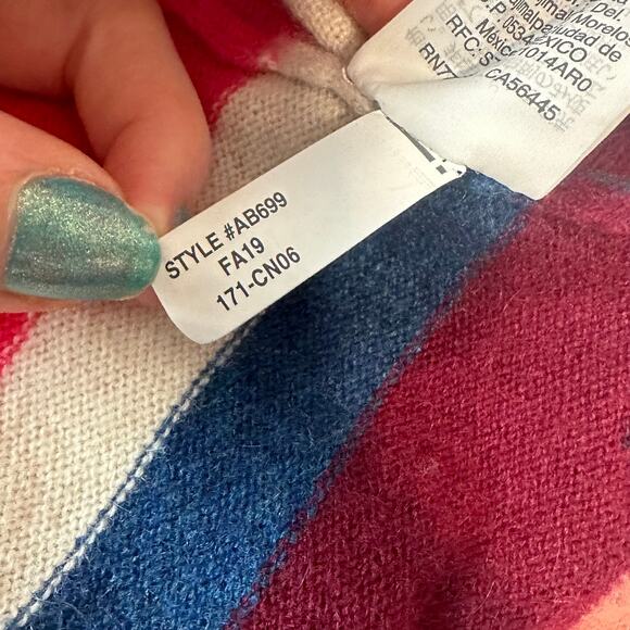 J. Crew 100% Cashmere Everyday Striped Sweater Top Crew Neck Pullover - Picture 12 of 13